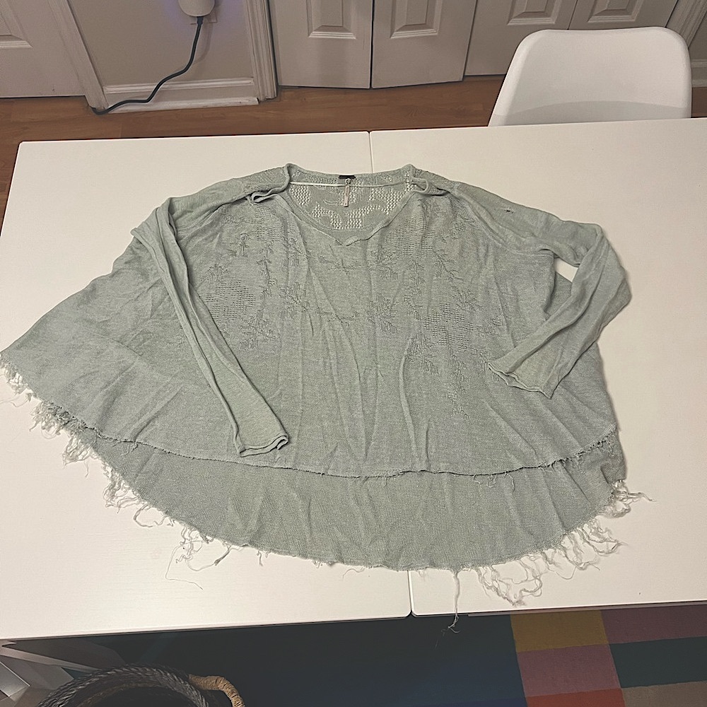 Free People Light Green Crew Neck Sweater